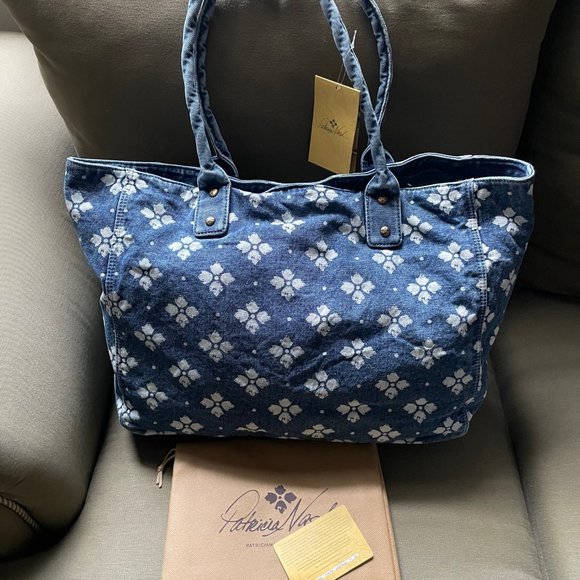 Patricia Nash ROTHLEY Logo Cotton Tote in LIGHT BLUE - Picture 2 of 8